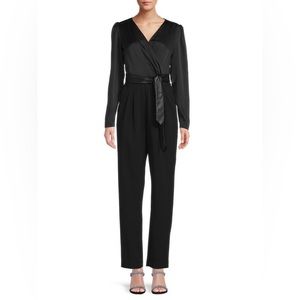 Black Surplice Jumpsuit